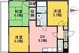 サザンキャッスル大野 3DKの間取図画像