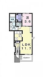 ボワソーム 1LDKの間取図画像