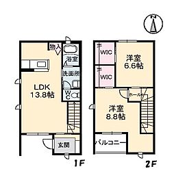ディアス・パルモ一色 2LDKの間取図画像