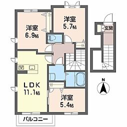 ルミエール竹原B 3LDKの間取図画像