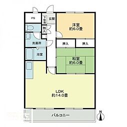 オーキッドテラス志津川 2LDKの間取図画像