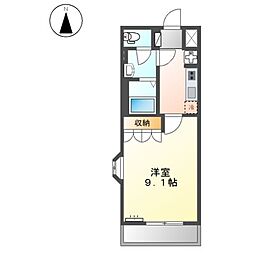シェルル南方 1Kの間取図画像