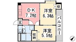 ジョイフラット3 2DKの間取図画像