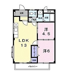 シティハイツ崎山 2LDKの間取図画像