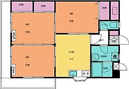 エクシード久万ノ台 3DKの間取図画像