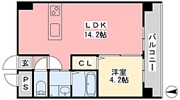 ひかりハイツ石手川 1LDKの間取図画像