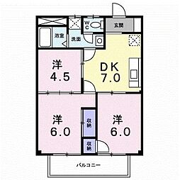 シティハイツ崎山 3DKの間取図画像