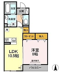 レーヴ・リボンYK 1LDKの間取図画像