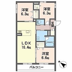 ベレオ道後 3LDKの間取図画像