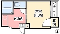 ベルネット大手町 1Kの間取図画像