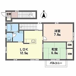 グランコート久万ノ台C 2LDKの間取図画像