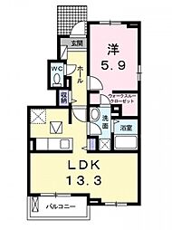 幸風 1LDKの間取図画像