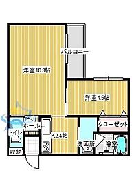 札幌市営東西線 バスセンター前駅 徒歩9分の賃貸マンション 3階1LDKの間取り