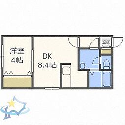 札幌市営東西線 バスセンター前駅 徒歩1分の賃貸マンション 4階1LDKの間取り