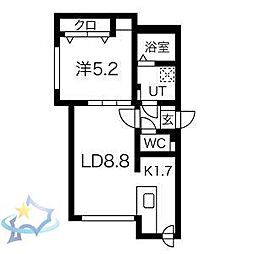 札幌市営東西線 琴似駅 徒歩11分の賃貸マンション 4階1LDKの間取り