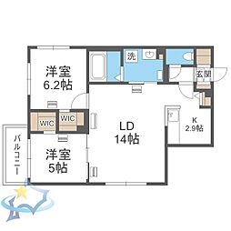 札幌市営東西線 二十四軒駅 徒歩4分の賃貸マンション 4階2LDKの間取り
