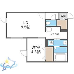 Hills Sapporo VI 1LDKの間取図画像