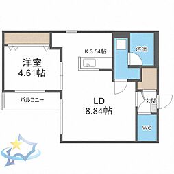 HARMONIAHACHIKEN 1LDKの間取図画像