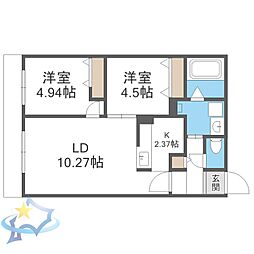 SーRESIDENCE医大南altier 2LDKの間取図画像