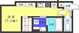 Aqua blue 1Kの間取図画像