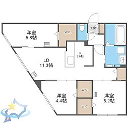 ラグランジュ円山 3LDKの間取図画像