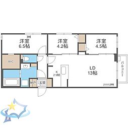 札幌市中央区南十五条西8丁目マンション 3LDKの間取図画像
