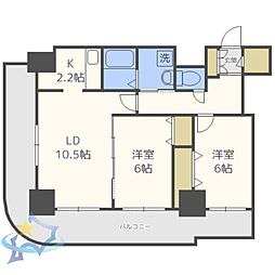 ティアラタワー中島倶楽部 2LDKの間取図画像