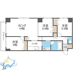 COMFORIA北三条 3LDKの間取図画像