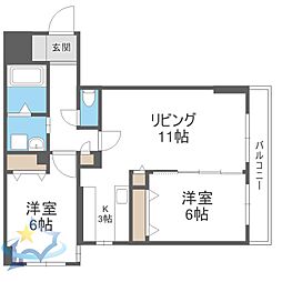 ラディア山鼻 2LDKの間取図画像