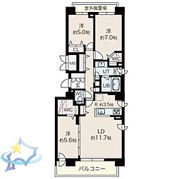 札幌市中央区南十七条西12丁目マンション 3LDKの間取図画像
