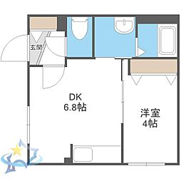 札幌市西区発寒三条6丁目マンション 1DKの間取図画像