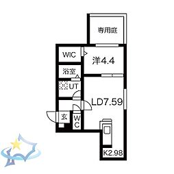 フォンティーヌ伏見 1LDKの間取図画像
