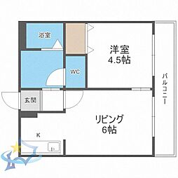 シティテラス南5条 1LDKの間取図画像