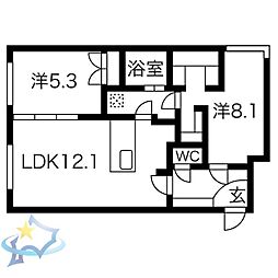 COMSAP24パークサイド 2LDKの間取図画像