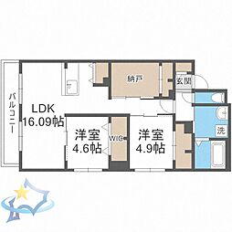 フォレスタ円山 2SLDKの間取図画像