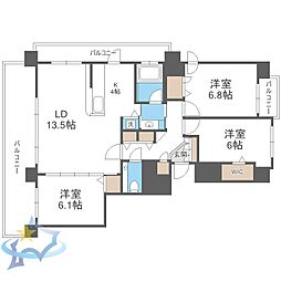 D'グラフォート琴似メトロポリス 3LDKの間取図画像