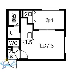 ラフィーネ静修学園前 1LDKの間取図画像