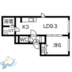 創成川北2ビル 1LDKの間取図画像