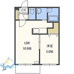 エスモード発寒 1LDKの間取図画像