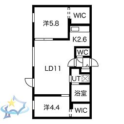 Bellissimomiyanosawa 2LDKの間取図画像
