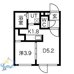 プライムテラス 1DKの間取図画像