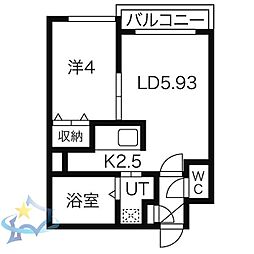 アジュール24 1LDKの間取図画像