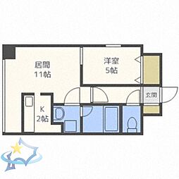 日宝ノール山鼻 1LDKの間取図画像