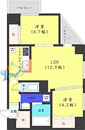 グランカーサ南6条 2LDKの間取図画像