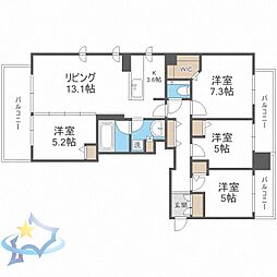 プレミスト札幌ステーションアクシスAqua棟 4LDKの間取図画像