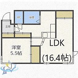 アーブ円山 1LDKの間取図画像