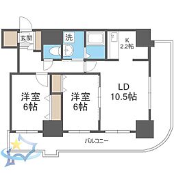 ティアラタワー中島倶楽部 2LDKの間取図画像