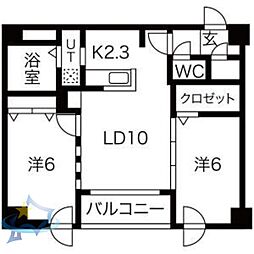 シティレジデンスソウエン 2LDKの間取図画像