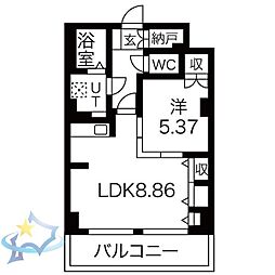 レジデンスカープ札幌 1LDKの間取図画像