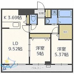 RiviereS22 2LDKの間取図画像
